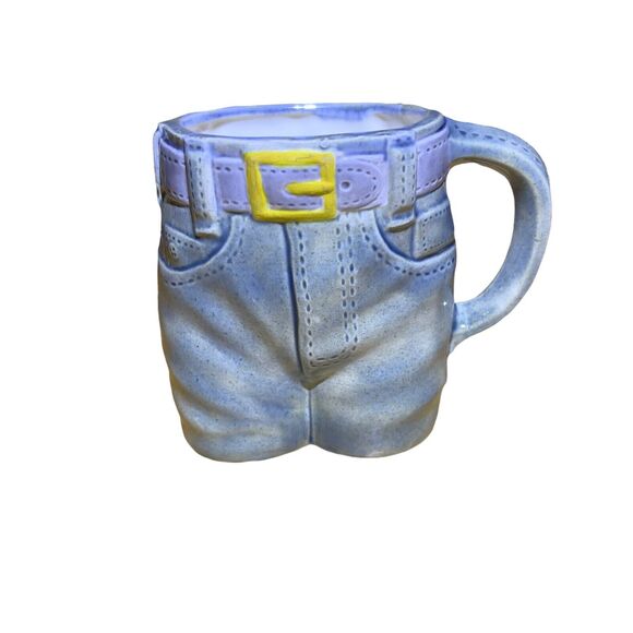 VTG 1977 Planter Byron Molds Handcrafted blue jeans Pant Ceramic 16oz Cup - Picture 1 of 7